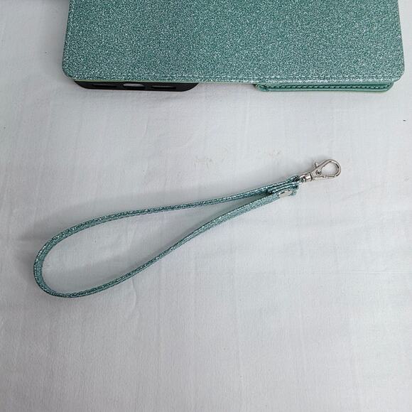 iPhone 16 Plus Turquoise Glitter Phone Case With  Detachable Wallet  Card Holder - Picture 16 of 16